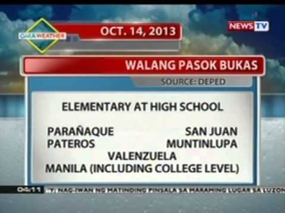 NTVL: Walang pasok (Oct. 14, 2013)