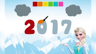Coloring for Kids - Elsa and Olaf - Learning Colors in English - Happy New Year 2017