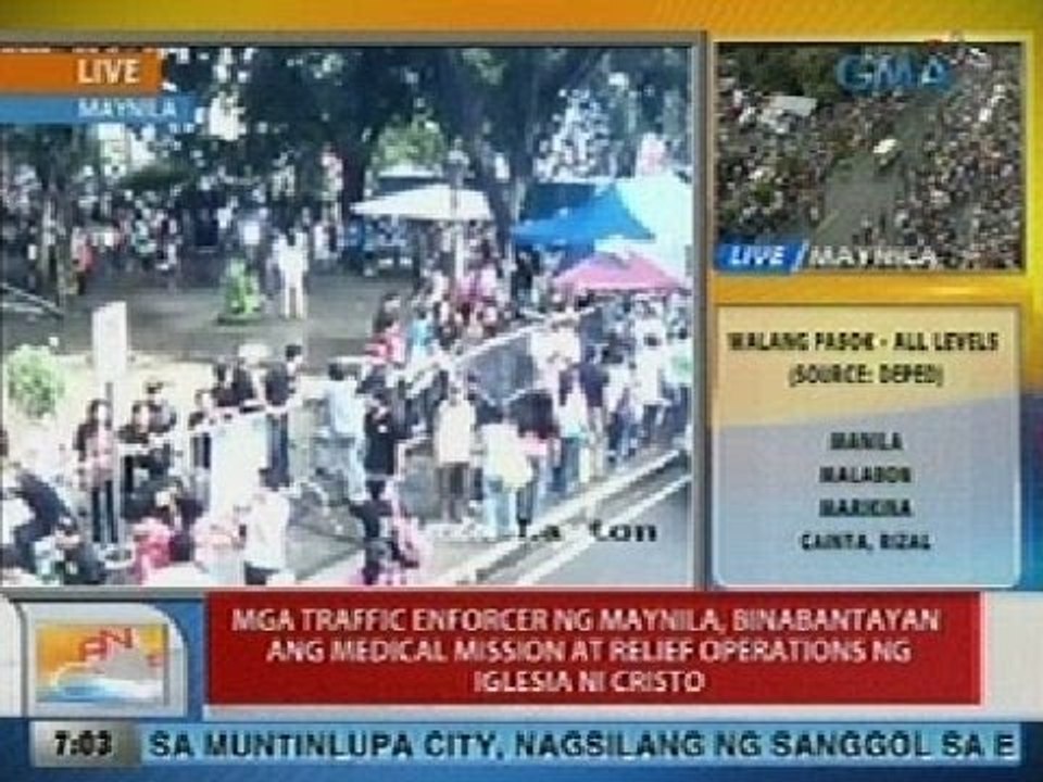 UB: Mga traffic enforcer ng Maynila, binabantayan ang medical mission ng Iglesia ni Cristo