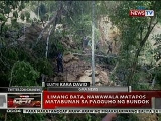 QRT: 5 bata sa Bohol, nawawala nang matabunan sa pagguho ng bundok