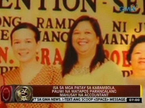 24 Oras: Isa sa mga patay sa karambola, pauwi na matapos parangalang mahusay na accountant