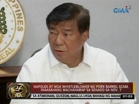 Napoles at mga whistleblower ng pork barrel scam, inaasahang maghaharap sa senado sa Nov. 7