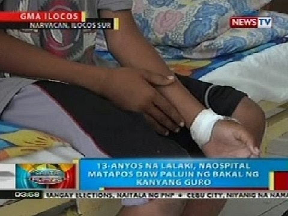 BP: 13-anyos na lalaki sa Ilocos Sur, naospital nang paluin ng bakal ng guro