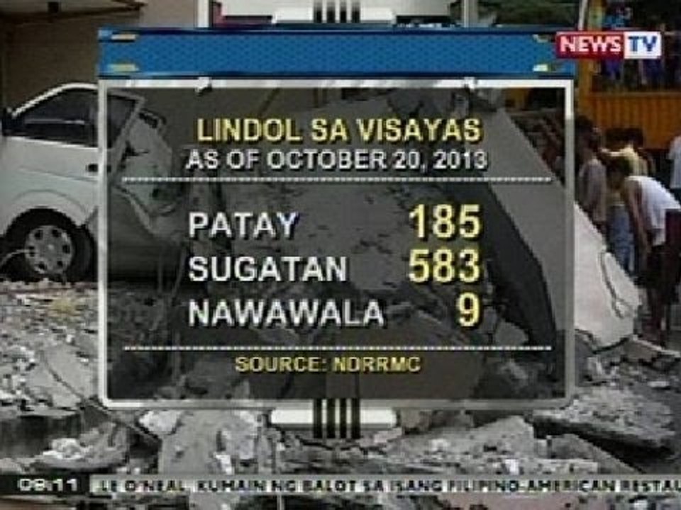 NTG: Bilang ng patay sa lindol sa Visayas, umakyat na sa 185