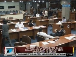 Paggamit ng natitirang PDAF bilang calamity fund para sa Bohol at Cebu, inaprubahan ng Senado