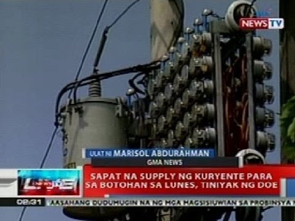 NTL : Sapat na supply ng kuryente para sa botohan sa Lunes, tiniyak ng DOE
