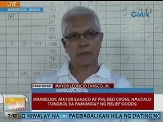 UB: Maribojoc Mayor Evasco at PHL Red Cross, nagtalo tungkol sa pamimigay ng relief goods