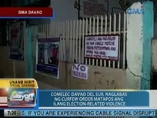 UB: Comelec-Davao Del Sur, naglabas ng curfew order matapos ang ilang election-related violence
