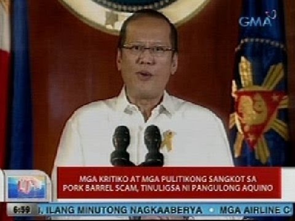 UB: Mga kritiko at mga pulitikong sangkot sa pork barrel scam, tinuligsa ni PNoy