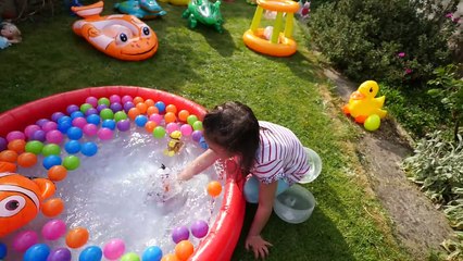 Fun Surprise Toys Hunt Challenge in Swimming Pool and Secret Rainbow Color Garden for Kids