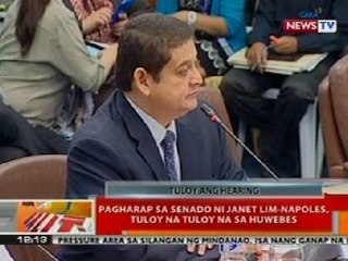 BT: Pagharap sa senado ni Janet Lim-Napoles, tuloy na tuloy na sa Huwebes