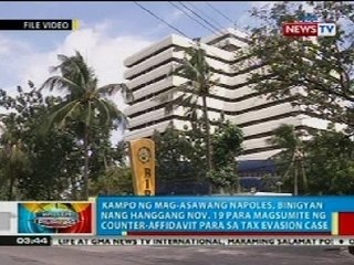 Kampo ng mag-asawang Napoles, binigyan nang hanggang Nov. 19 para magsumite ng counter-affidavit