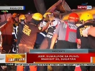 BT: Jeep sa Pasig, sumalpok sa puno