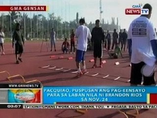 Tải video: BP: Pacquiao, puspusan ang pag-eensayo para sa laban nila ni Brandon Rios sa Nov. 24