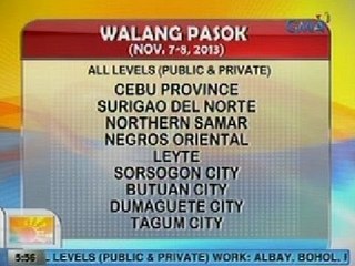 UB: Klase sa mga lugar na posibleng tamaan ng Bagyong Yolanda, kinansela na