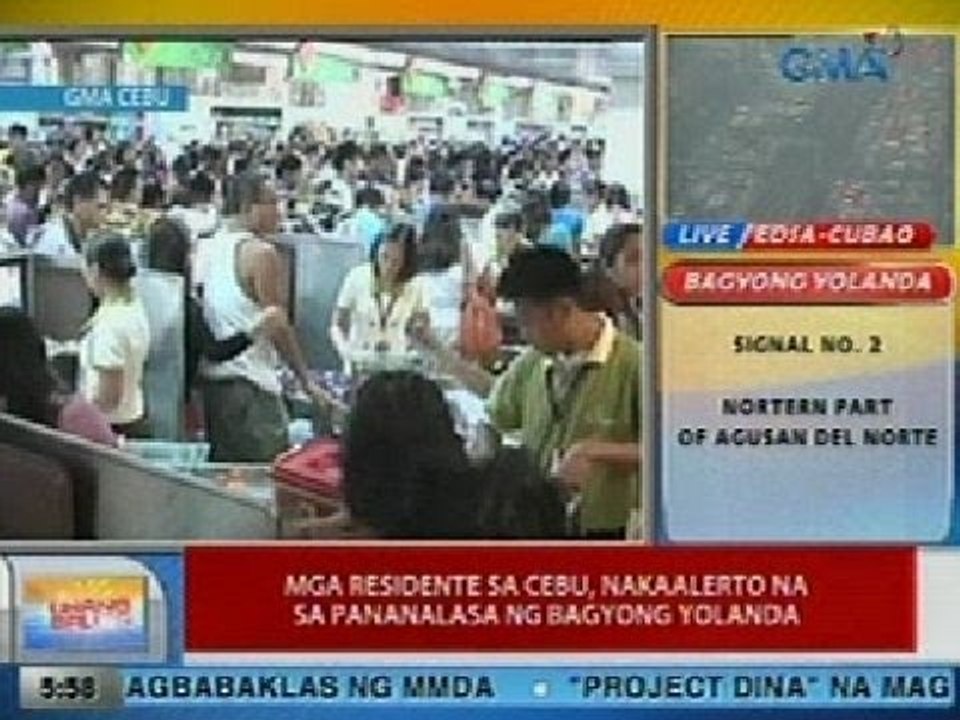 UB: Mga taga Cebu, nakaalerto na sa pananalasa ng Bagyong Yolanda