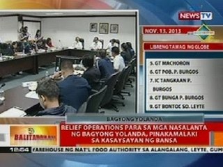BT: Relief ops para sa mga nasalanta ng Bagyong Yolanda, pinakamalaki sa kasaysayan ng bansa