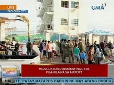 UB: Mga gustong sumakay ng C130 paalis ng Leyte, pila-pila na