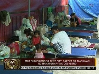 Mga sumisilong sa tent city, target na mabigyan ng hanapbuhay ng gobyerno