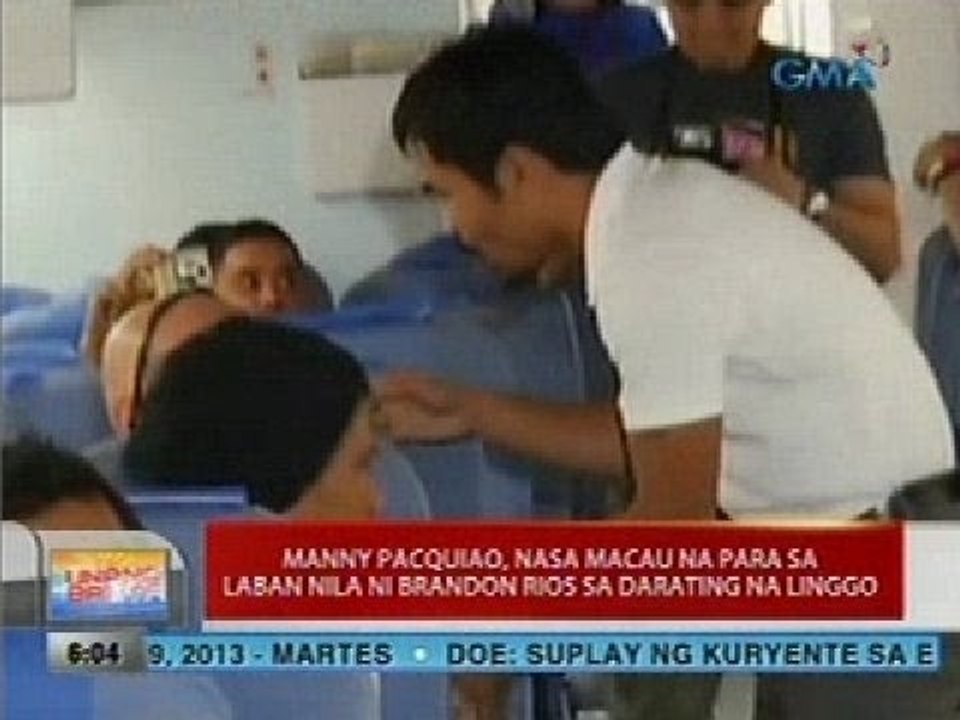 UB: Manny Pacquiao, nasa Macau na para sa laban nila ni Brandon Rios sa darating na linggo
