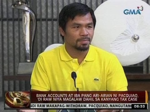 Bank accounts at iba pang ari-arian ni Pacquiao, 'di raw niya magalaw dahil sa kanyang tax case