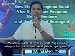 Saksi: Pacquiao, binigyan ng hero's welcome ng mga taga-GenSan