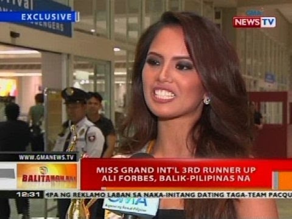 BT: Miss Grand Int'l 3rd runner up Ali Forbes, balik-Pilipinas na
