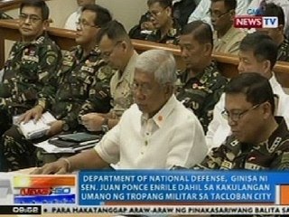 NTG: DND, ginisa ni Enrile dahil sa kakulangan umano ng tropang militar sa Tacloban City