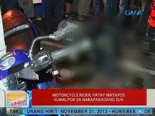 UB: Motorcycle rider, patay matapos sumalpok sa nakaparadang SUV sa QC
