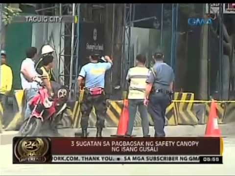 24 Oras: 3 sugatan sa pagbagsak ng safety canopy ng isang gusali sa Taguig City