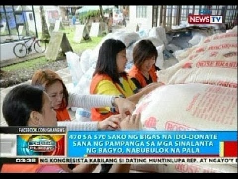 Daan-daang sako ng bigas na ido-donate sana ng Pampanga sa mga sinalanta ng bagyo, nabubulok na pala