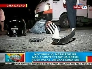 BP  Motorsiklo sa Davao, nasalpok ng nag-counter flow na kotse