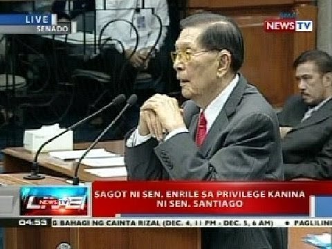 NTL : Sagot ni Sen. Enrile sa privilege speech kanina ni Sen. Santiago