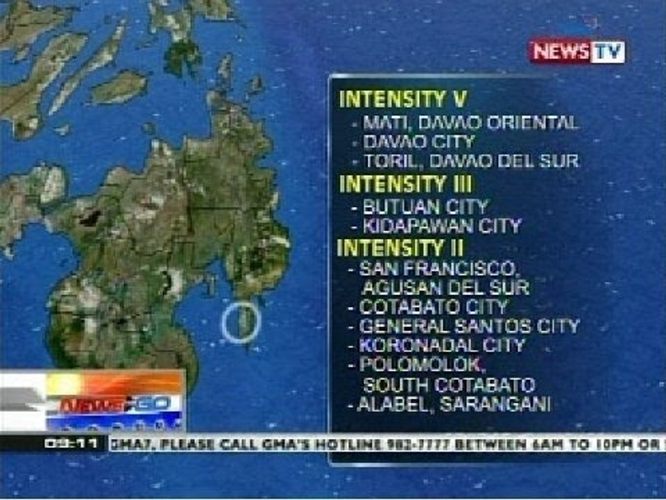NTG: Davao Oriental, niyanig ng magnitude 5.7 na lindol