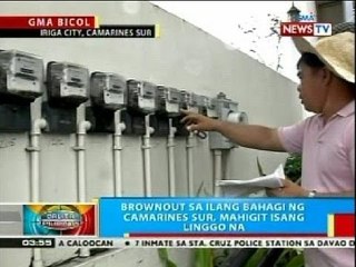 BP: Brownout sa ilang bahagi ng CamSur, mahigit 1 linggo na