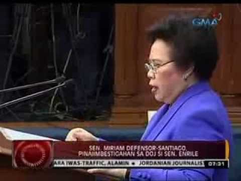 24 Oras: Sen. Miriam Defensor- Santiago, pinaiimbestigahan Sa DOJ Si Sen. Enrile
