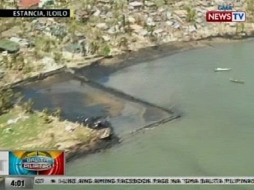 BP: Langis mula sa sumadsad na barge sa Estancia, Iloilo, patuloy pang kumakalat