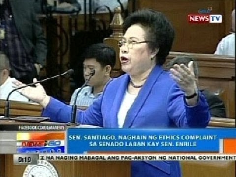NTG: Sen. Santiago, naghain ng ethics complaint sa Senado laban kay Sen. Enrile