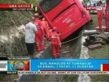 BP: Bus, nahulog at tumagilid sa kanal sa Davao City; 1 patay, 11 sugatan