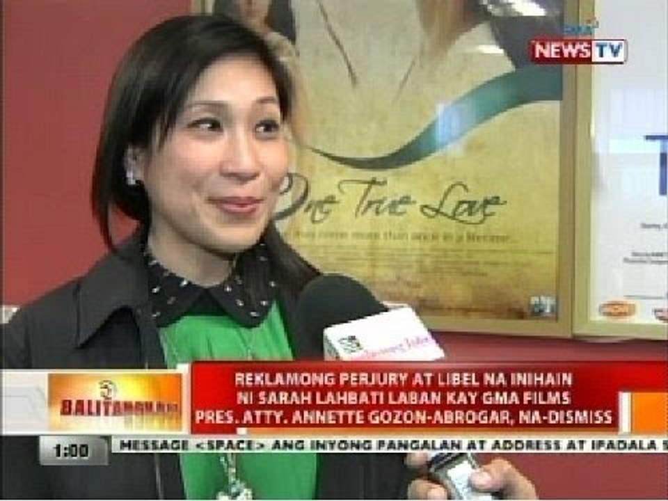 Reklamong perjury at libel na inihain ni Sarah Lahbati laban Atty. Annette-Gozon-Abrogar, na-dismiss