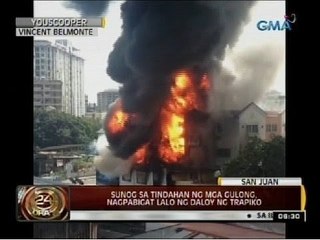 24 Oras: Sunog sa tindahan ng mga gulong, nagpabigat lalo ng daloy ng trapiko
