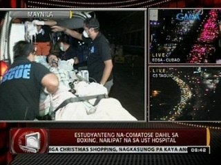 24 Oras: Estudyanteng na-comatose dahil sa boxing, nailipat na sa UST Hospital