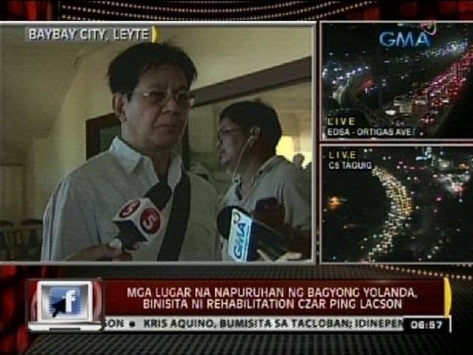 24 Oras: Mga lugar na napuruhan ng Bagyong Yolanda, binisita ni rehabilitation czar Ping Lacson