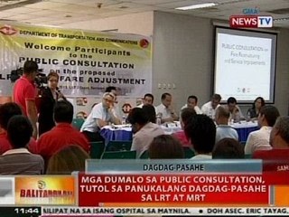 BT: Mga dumalo sa public consultation, tutol sa panukalang dagdag-pasahe sa LRT at MRT