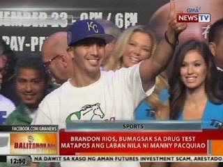 BT: Rios, bumagsak sa drug test matapos ang laban nila ni Pacquiao