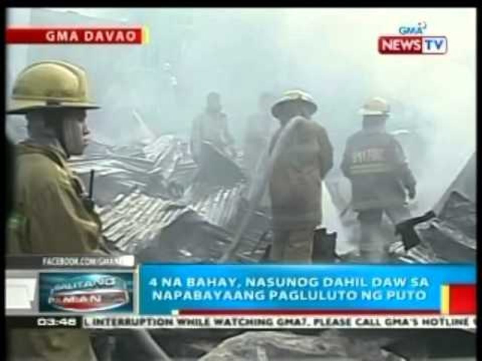 BP: 4 na bahay sa Davao City, nasunog dahil daw sa napabayaang pagluluto ng puto