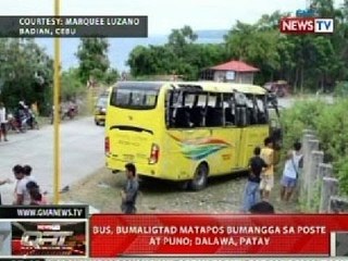 QRT: Bus, bumaligtad matapos bumangga sa poste at puno sa Cebu; 2, patay