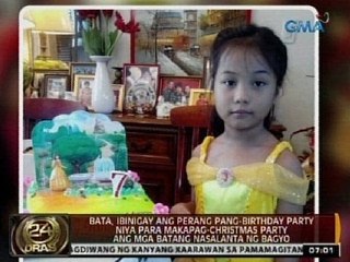 24Oras: Bata, ibinigay ang perang pang-birthday party niya para sa mga batang nasalanta ng bagyo