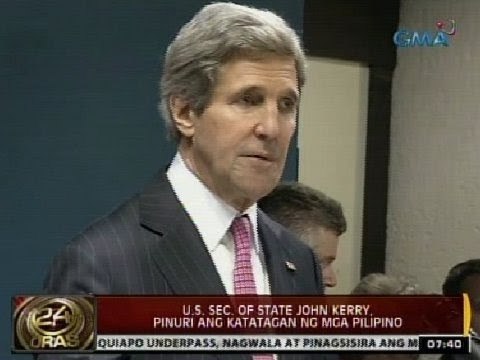 24Oras: US Sec. of State John Kerry, pinuri ang katatagan ng mga Pinoy