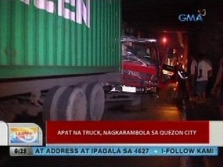 UB: Apat na truck, nagkarambola sa Quezon City